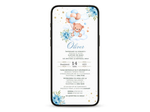 Invitatie Botez My Baby Boy, Format Digital