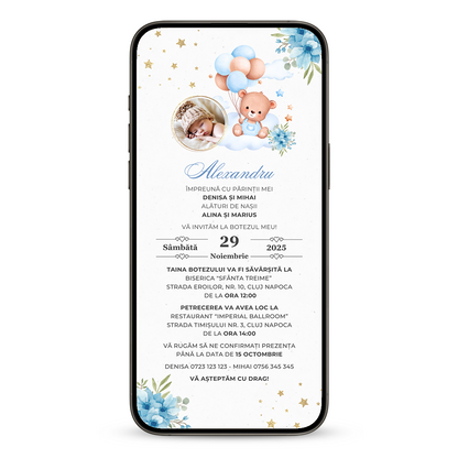 Invitatie Botez My Baby Boy, Format Digital-BalloonEvents.ro