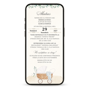 Invitatie Botez My Baby Boy, Format Digital-BalloonEvents.ro