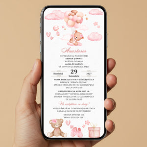 Invitatie Botez My Baby Girl, Format Digital-BalloonEvents.ro