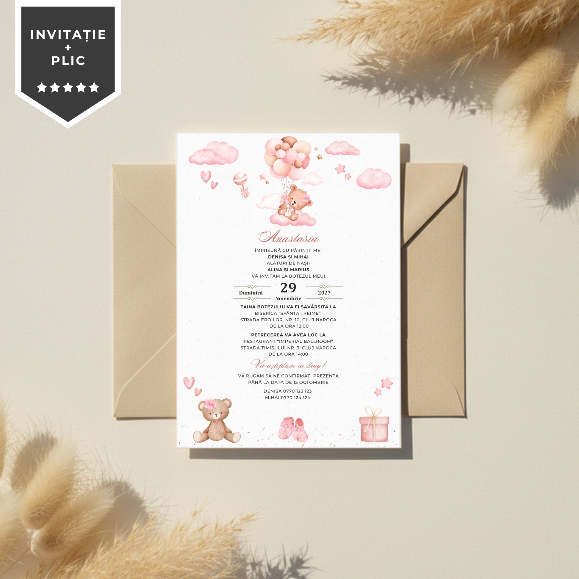 Invitatie Botez My Baby Girl, Format Digital-BalloonEvents.ro