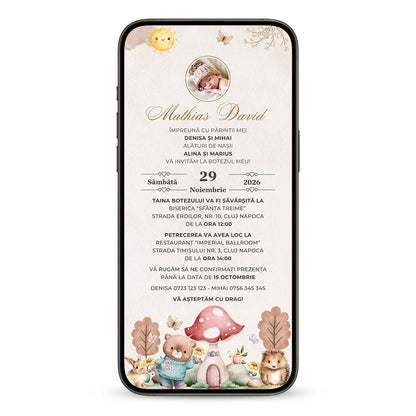 Invitatie Botez My Forest, Format Digital-BalloonEvents.ro