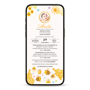 Invitatie Botez My Honey, Format Digital-BalloonEvents.ro