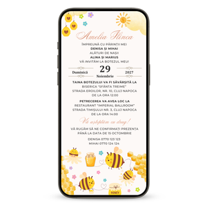 Invitatie Botez My Honey, Format Digital-BalloonEvents.ro