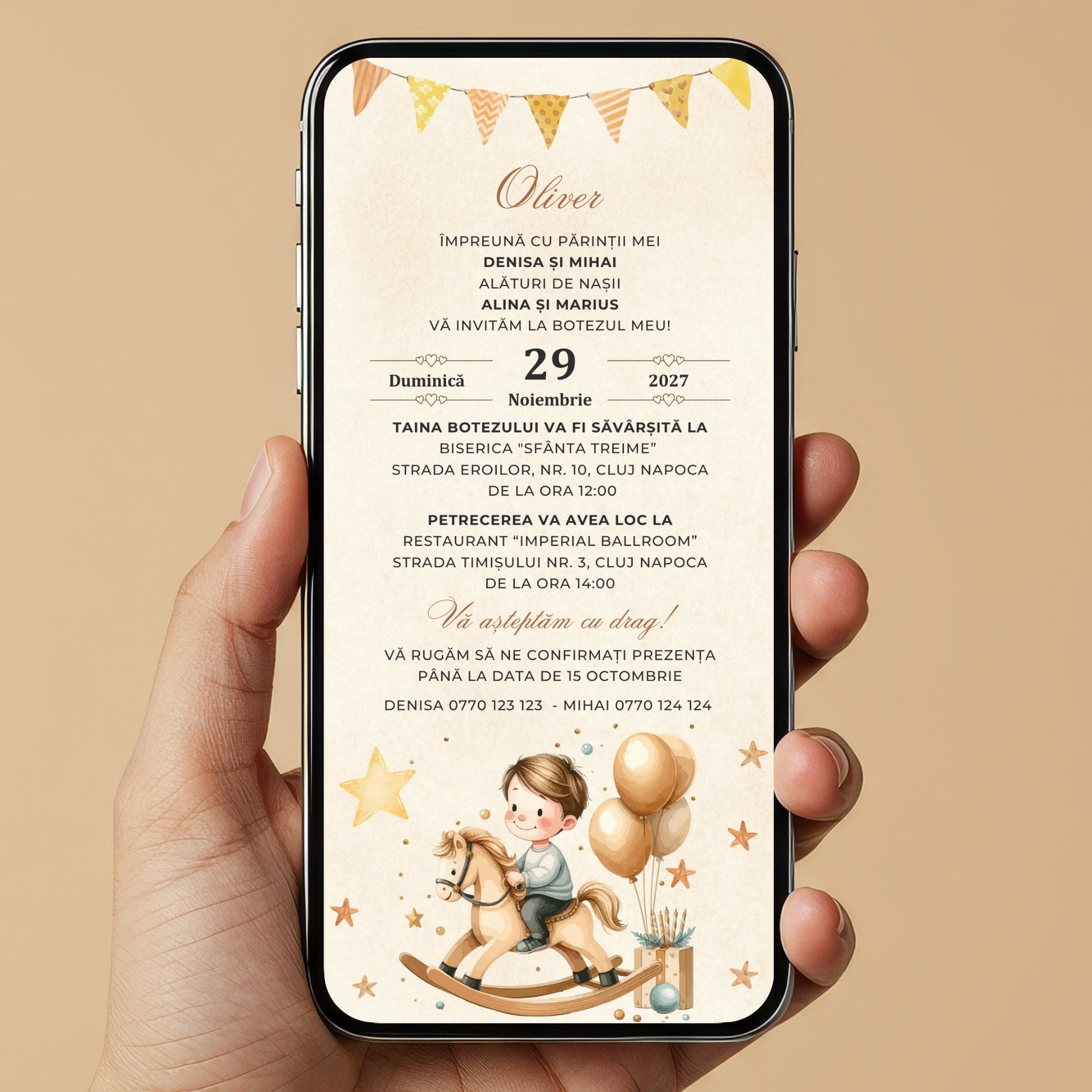 Invitatie Botez My Prince, Format Digital-BalloonEvents.ro