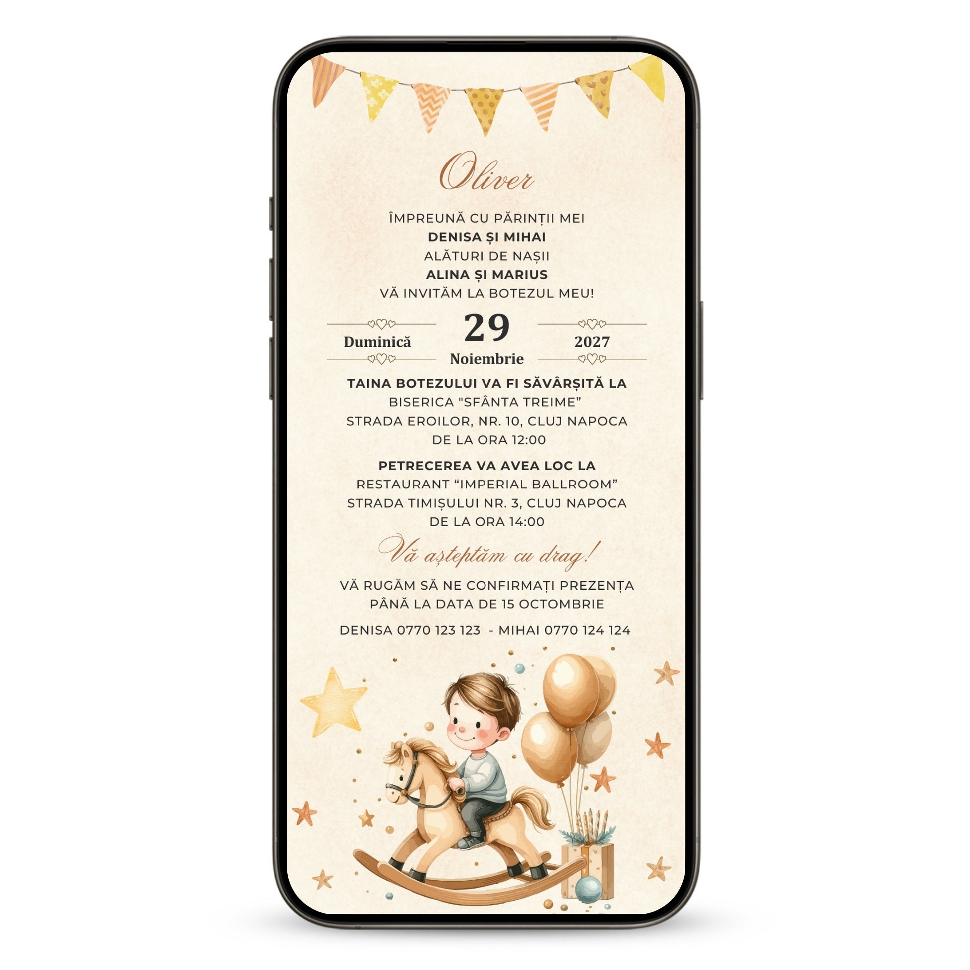 Invitatie Botez My Prince, Format Digital-BalloonEvents.ro