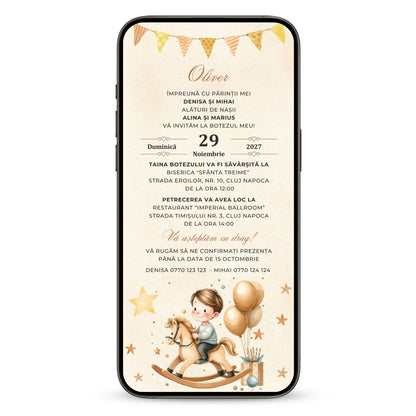 Invitatie Botez My Prince, Format Digital-BalloonEvents.ro