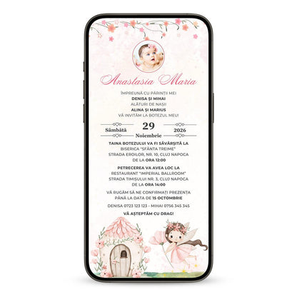 Invitatie Botez My Sweety, Format Digital-BalloonEvents.ro