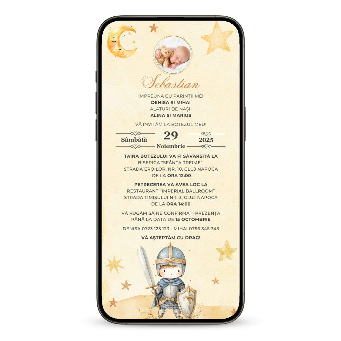 Invitatie Botez My Warrior, Format Digital-BalloonEvents.ro