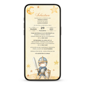 Invitatie Botez My Warrior, Format Digital-BalloonEvents.ro