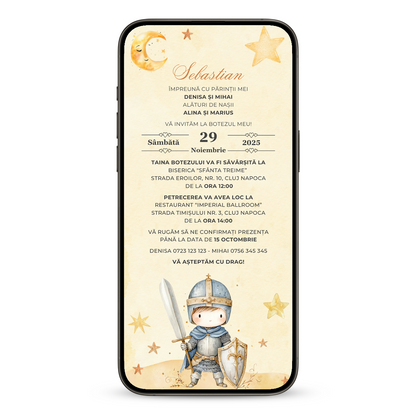 Invitatie Botez My Warrior, Format Digital-BalloonEvents.ro