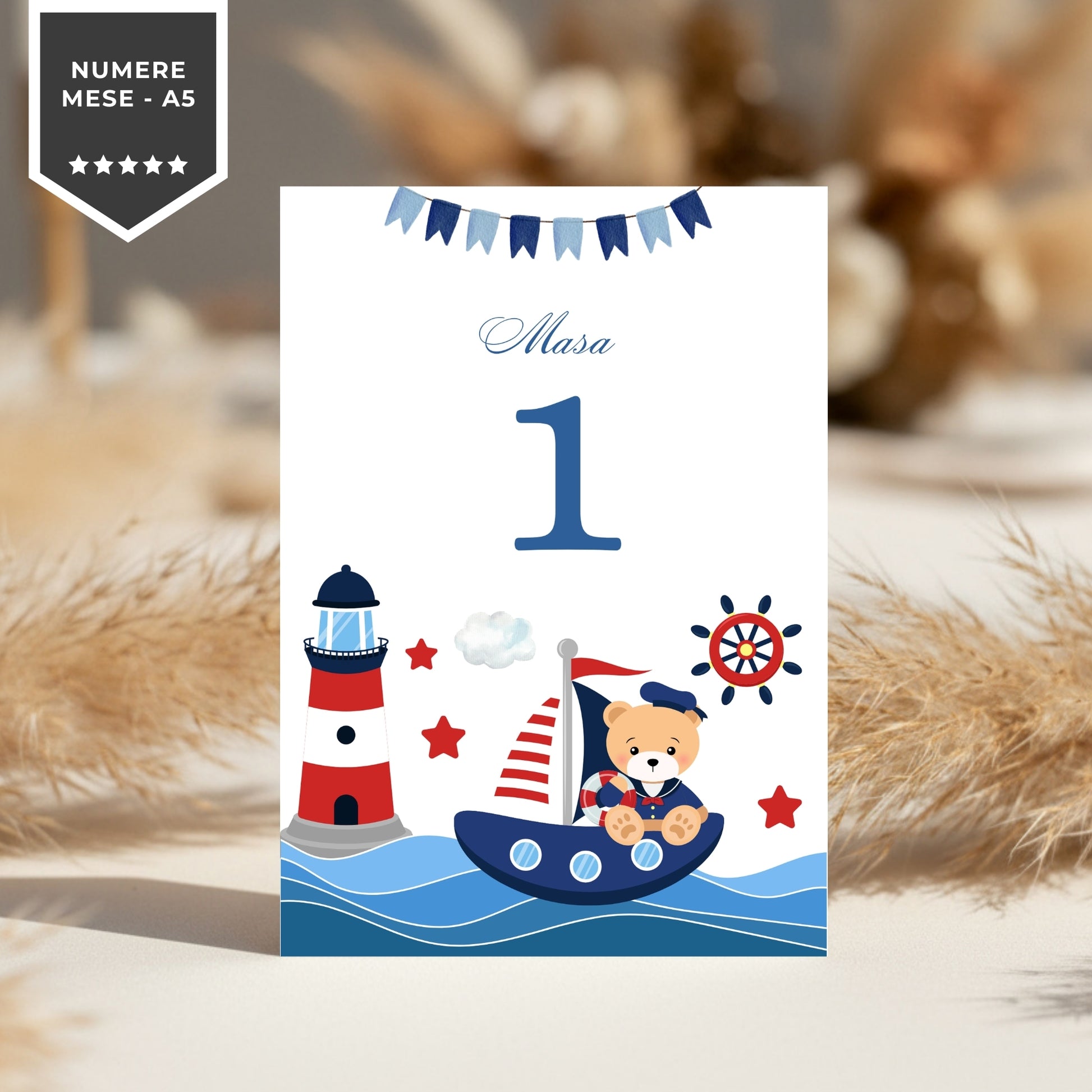 Invitatie Botez Navy Bear, Format Digital-BalloonEvents.ro