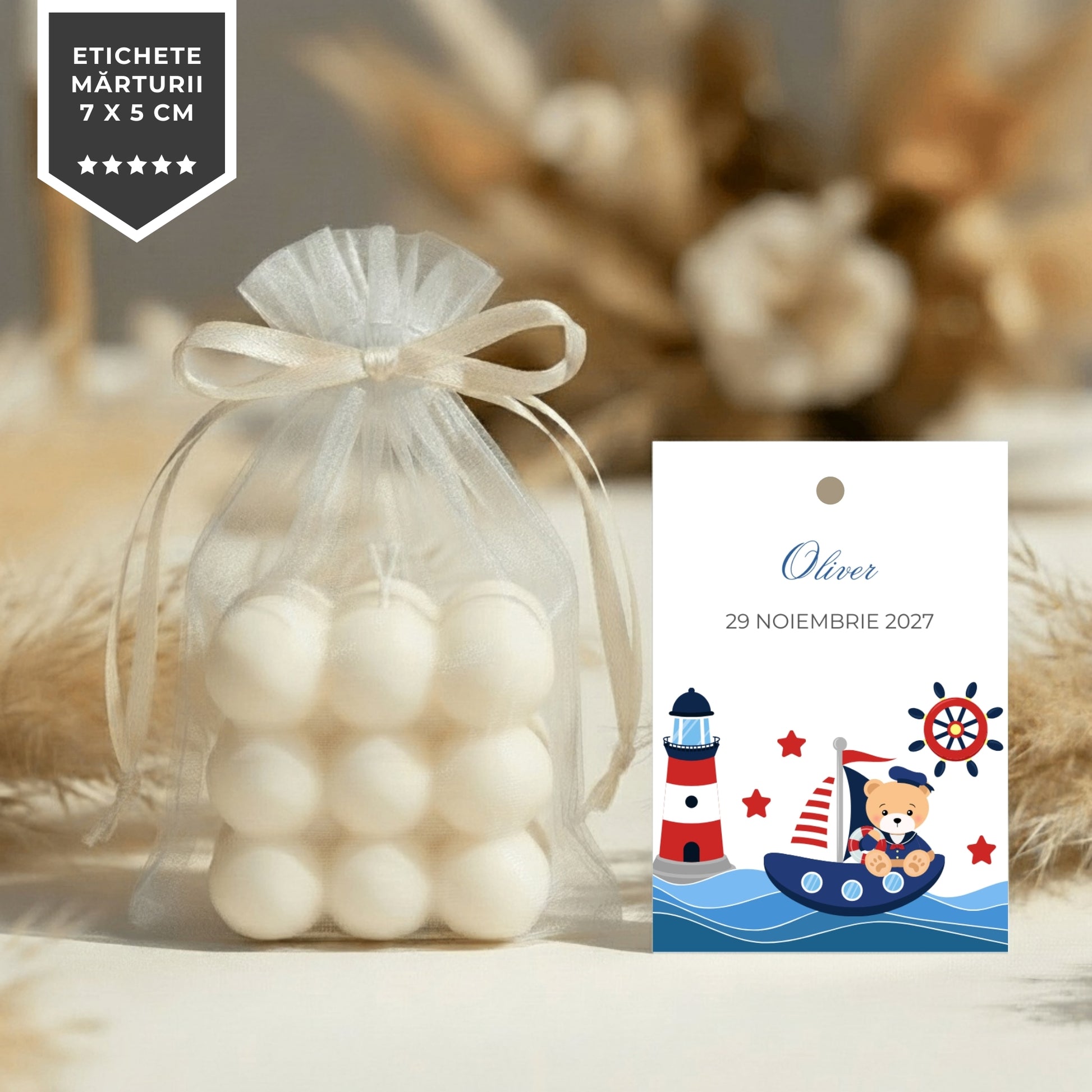 Invitatie Botez Navy Bear, Format Digital-BalloonEvents.ro