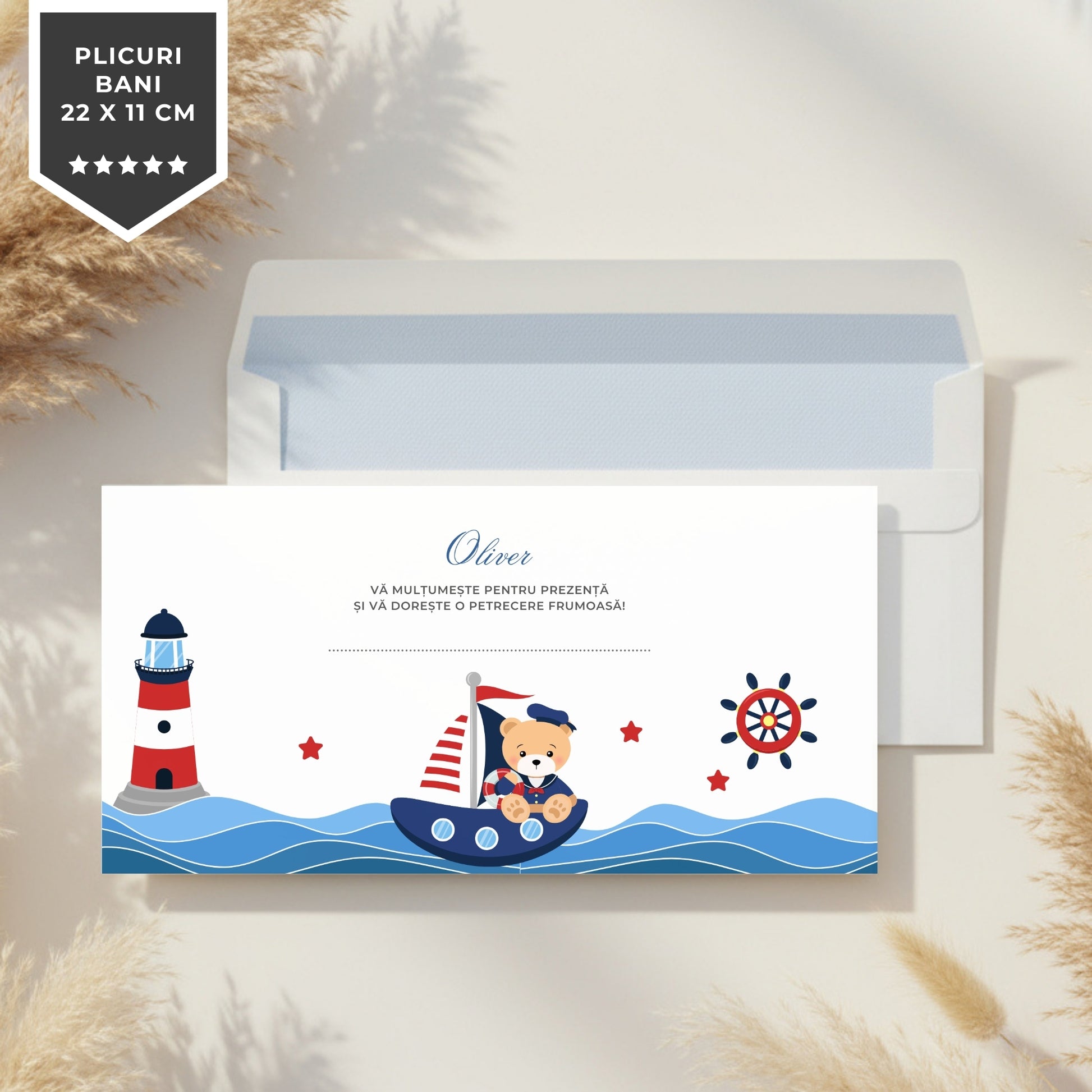 Invitatie Botez Navy Bear, Format Digital-BalloonEvents.ro