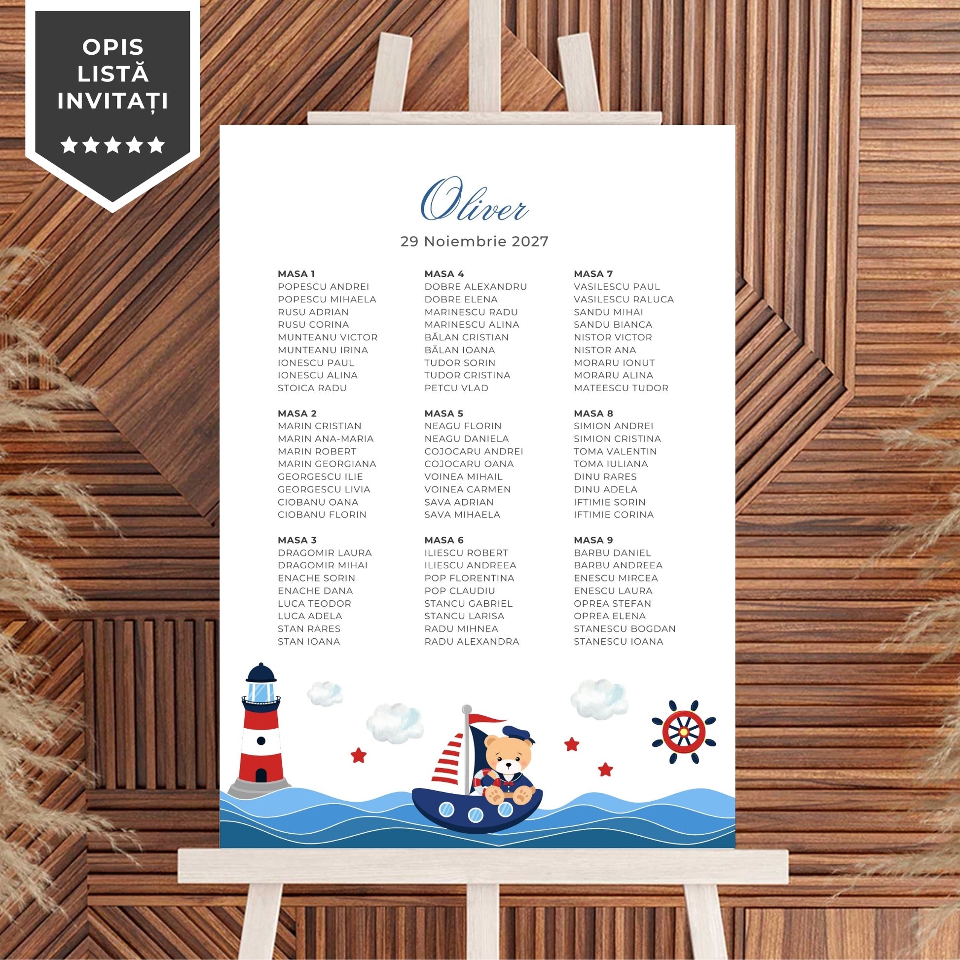 Invitatie Botez Navy Bear, Format Digital-BalloonEvents.ro