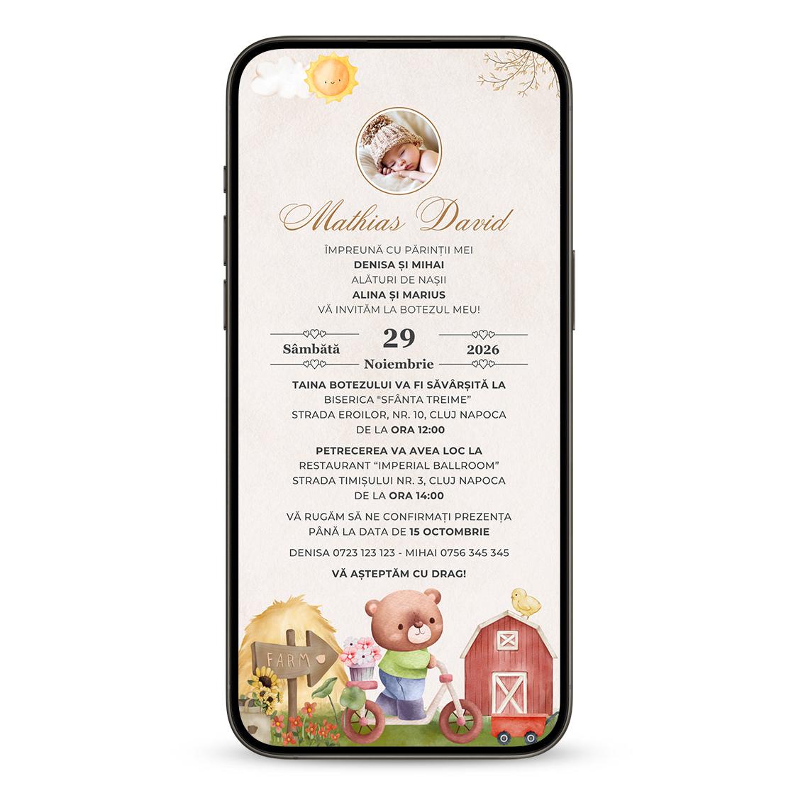 Invitatie Botez Oh Happy Day, Format Digital-BalloonEvents.ro