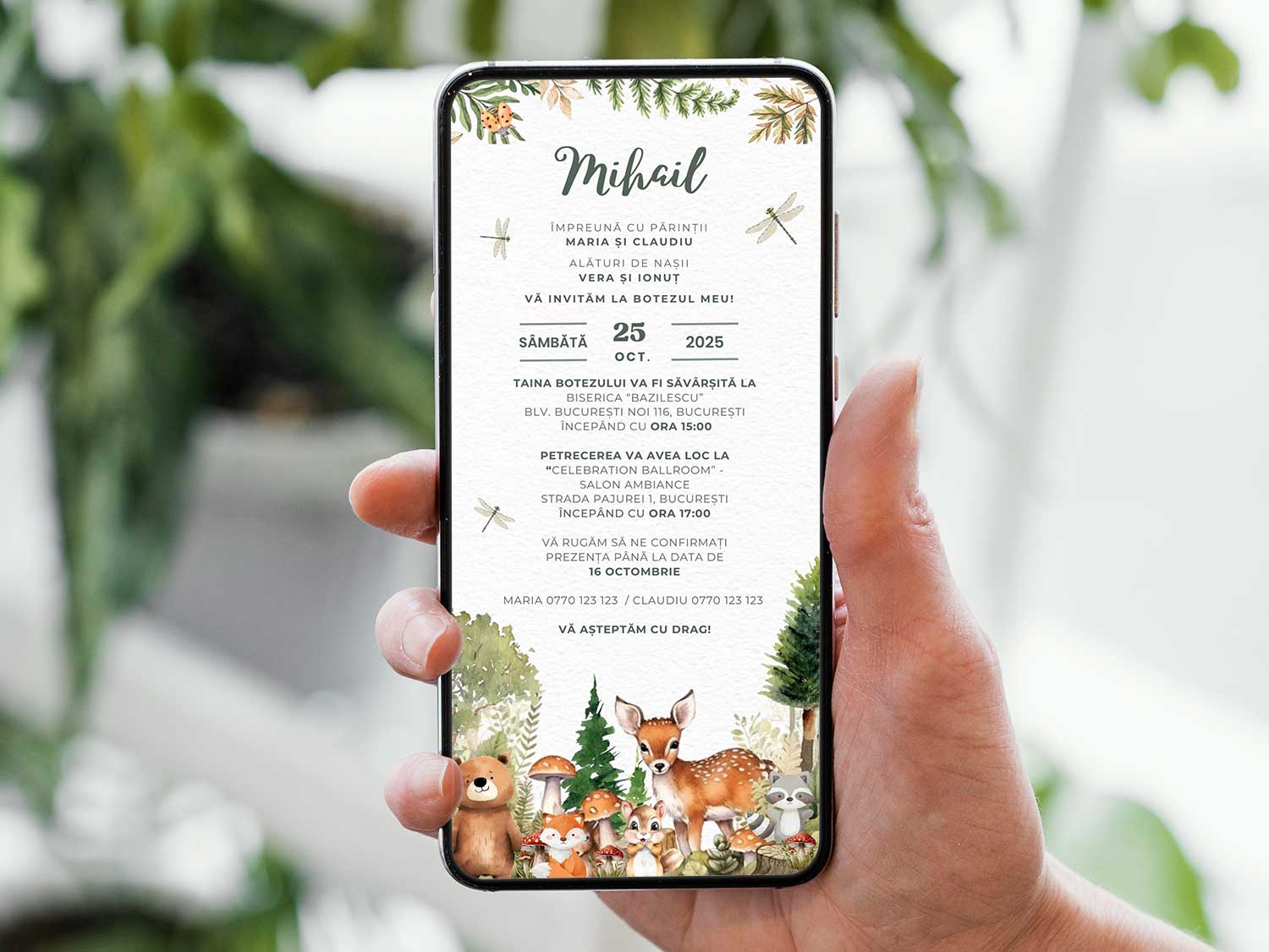 Invitatie Botez Padurea Fermecata, Format Digital