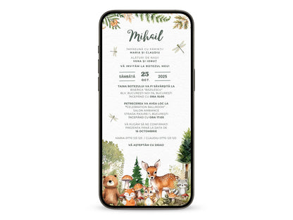 Invitatie Botez Padurea Fermecata, Format Digital