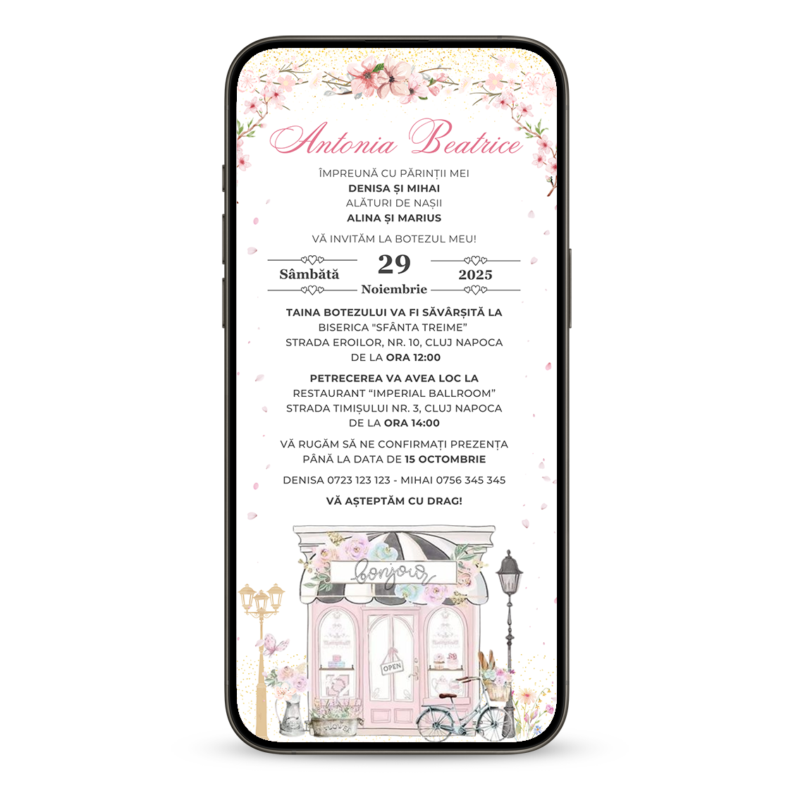 Invitatie Botez Paris, Format Digital-BalloonEvents.ro