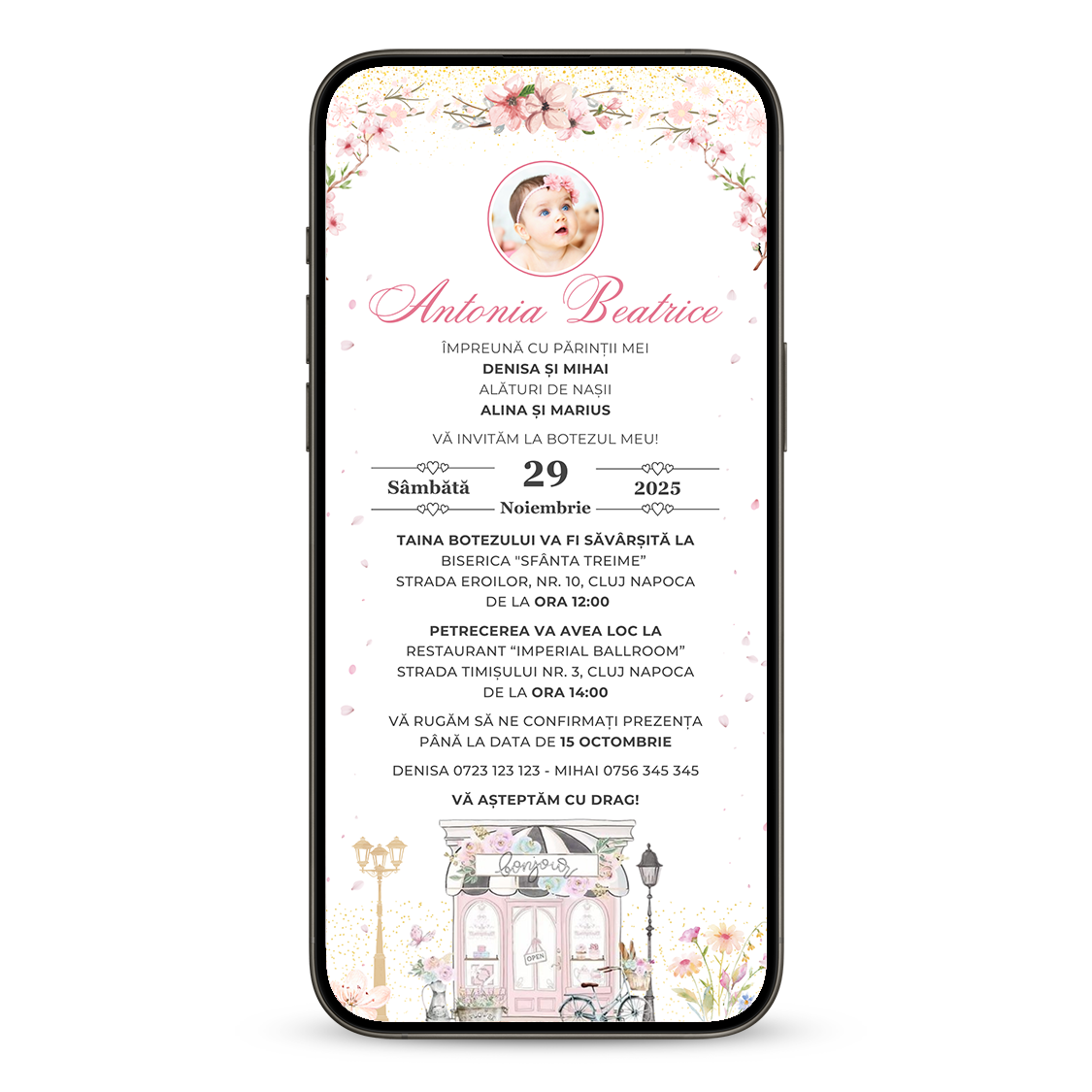 Invitatie Botez Paris, Format Digital-BalloonEvents.ro