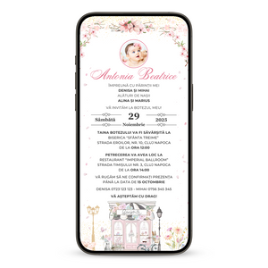 Invitatie Botez Paris, Format Digital-BalloonEvents.ro