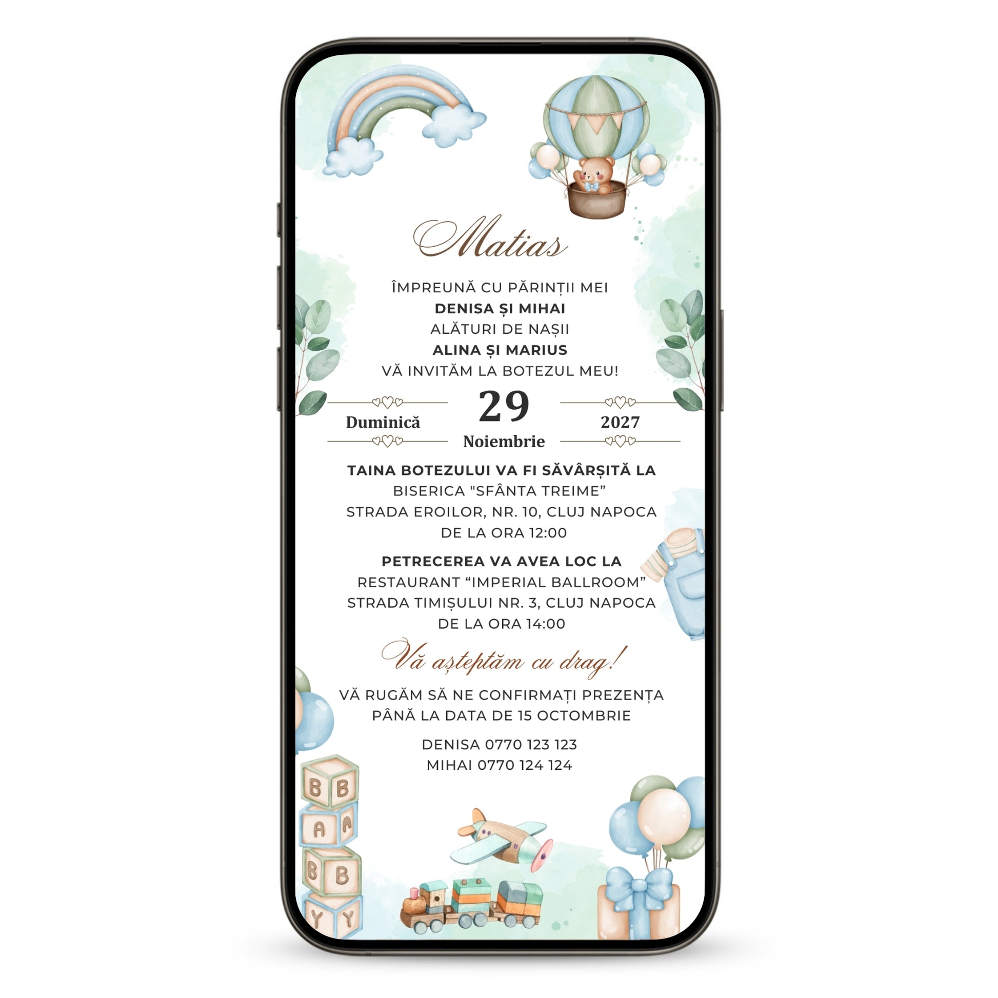 Invitatie Botez Play, Format Digital-BalloonEvents.ro