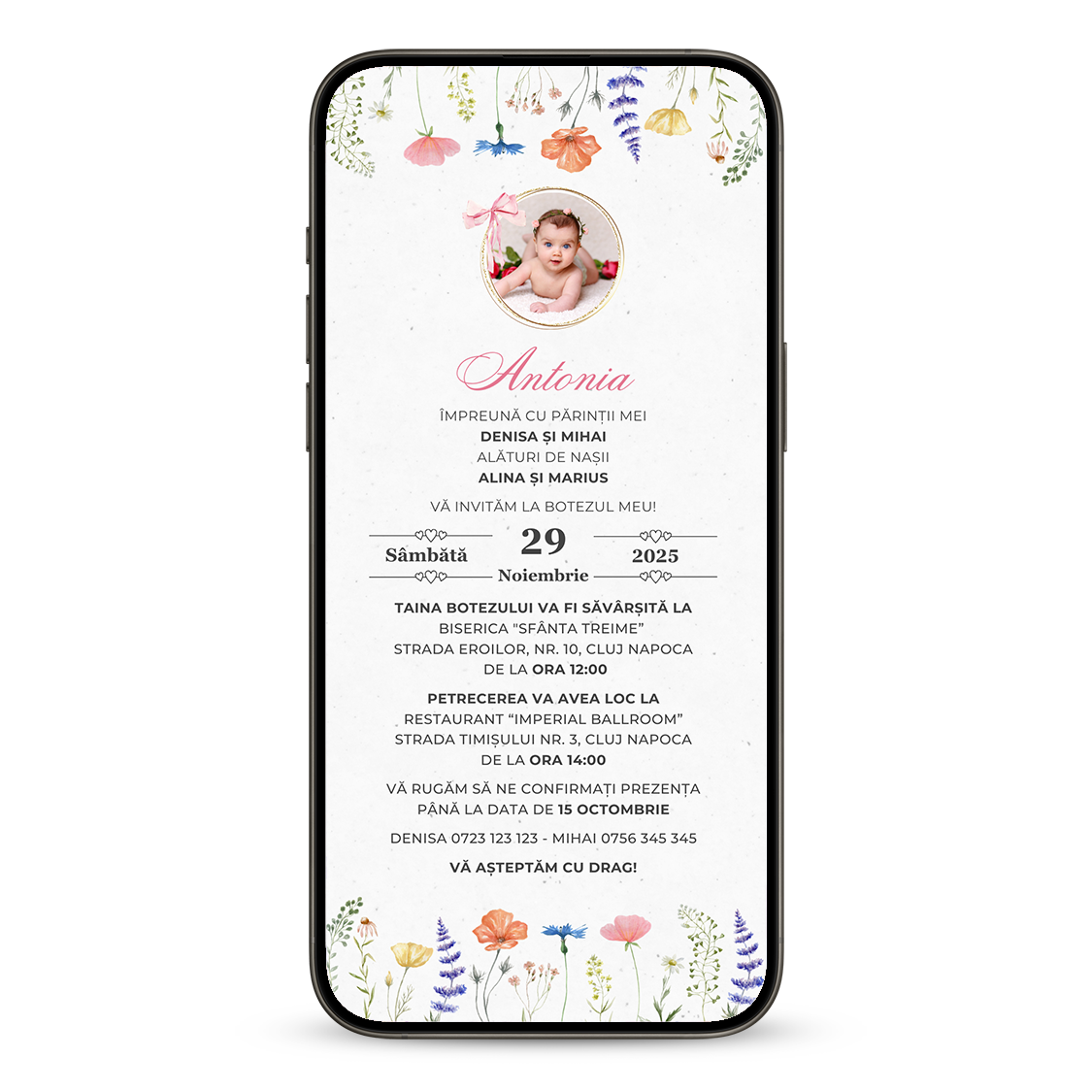 Invitatie Botez Primavara, Format Digital-BalloonEvents.ro