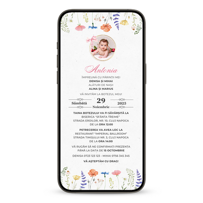 Invitatie Botez Primavara, Format Digital-BalloonEvents.ro