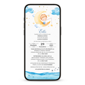 Invitatie Botez Printisorul Familiei, Format Digital-BalloonEvents.ro