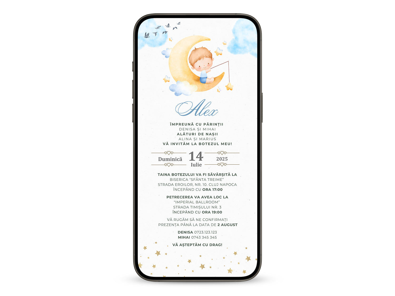 Invitatie Botez Printisorul Familiei, Format Digital