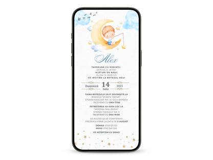 Invitatie Botez Printisorul Familiei, Format Digital