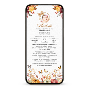 Invitatie Botez Pumpkin, Format Digital-BalloonEvents.ro