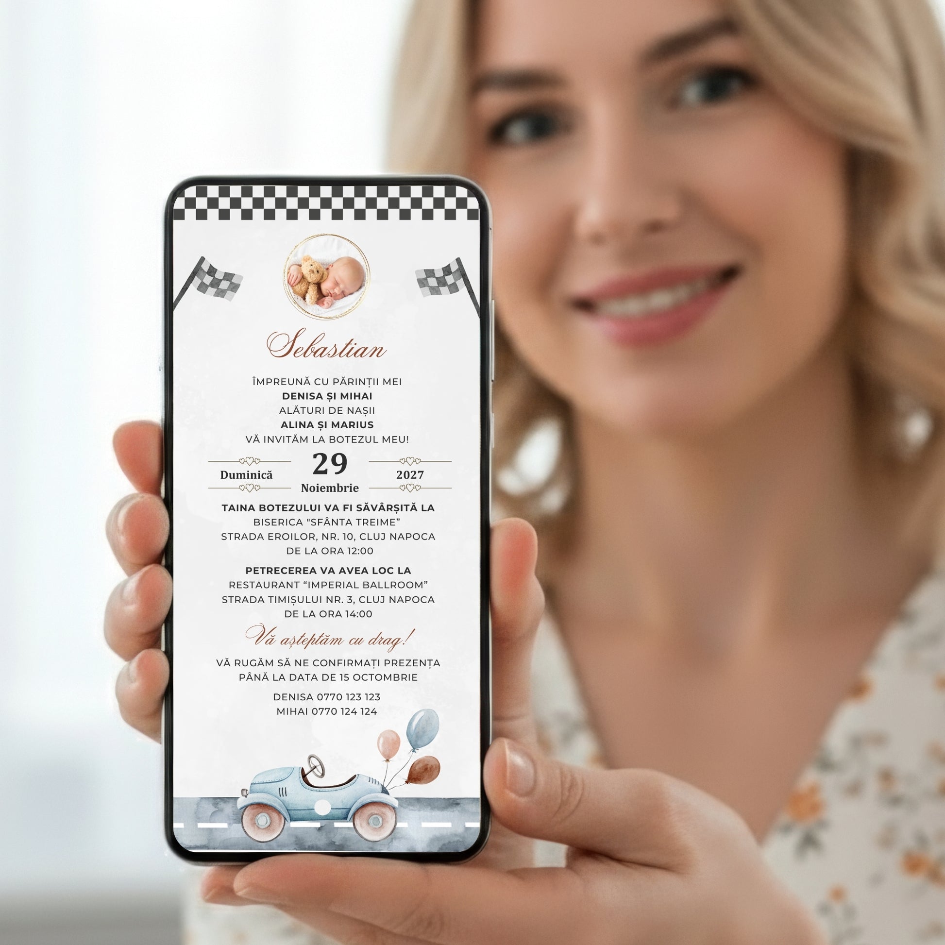 Invitatie Botez Racing, Format Digital-BalloonEvents.ro