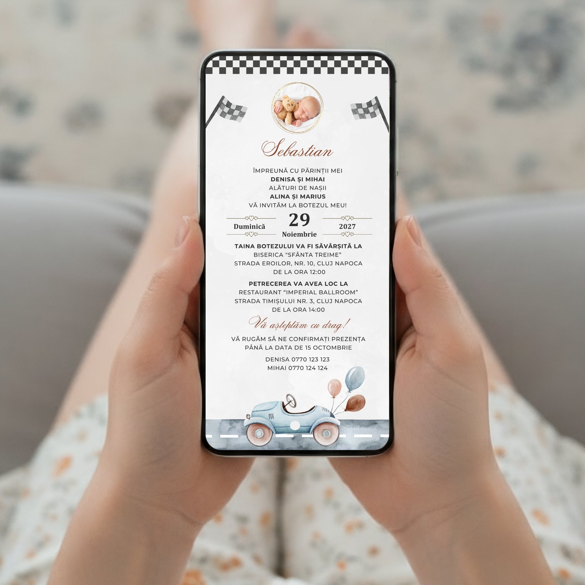 Invitatie Botez Racing, Format Digital-BalloonEvents.ro