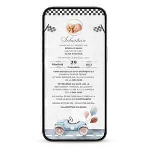 Invitatie Botez Racing, Format Digital-BalloonEvents.ro