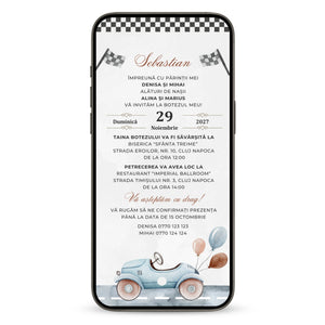 Invitatie Botez Racing, Format Digital-BalloonEvents.ro