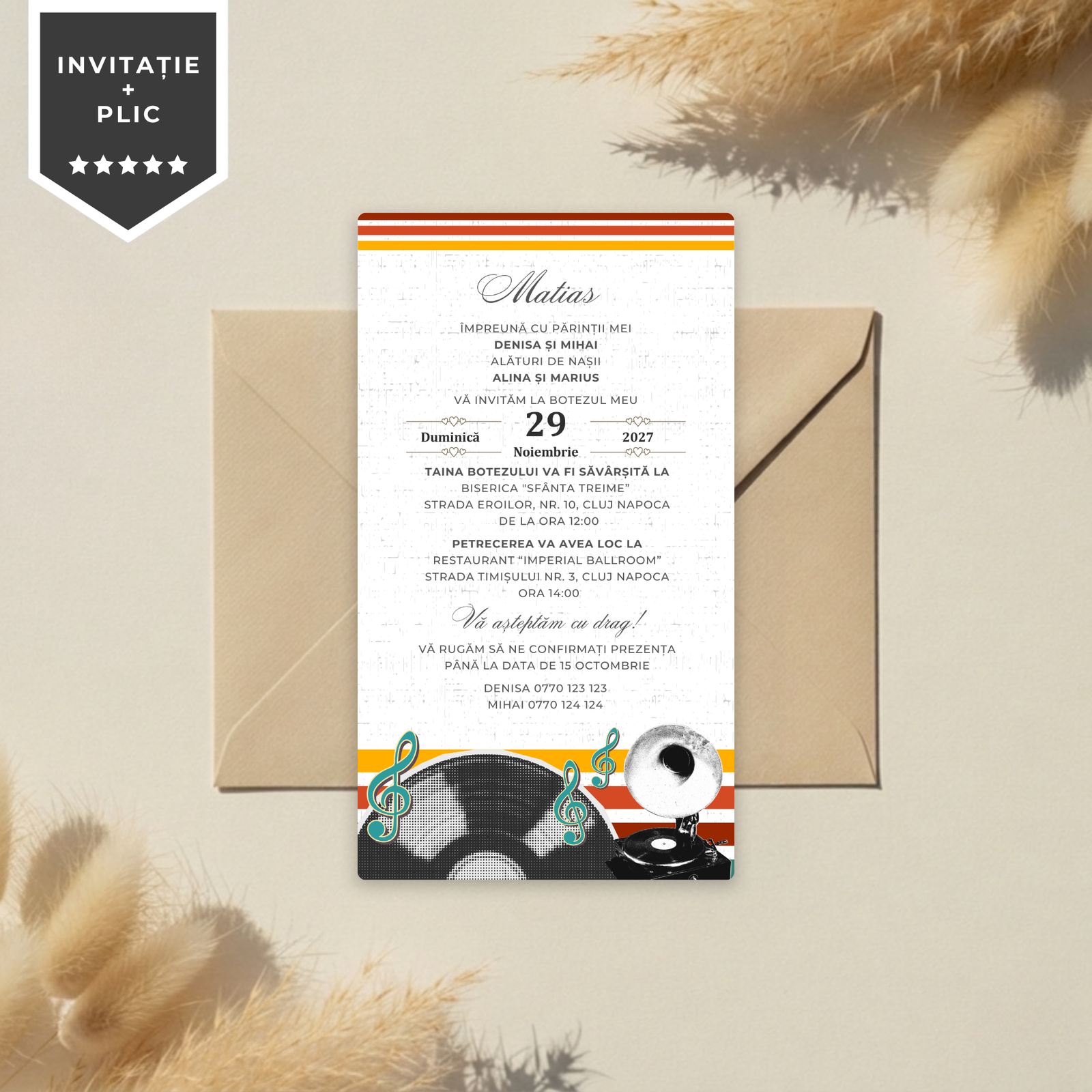 Invitatie Botez Retro Party, Format Digital-BalloonEvents.ro