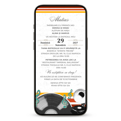 Invitatie Botez Retro Party, Format Digital-BalloonEvents.ro