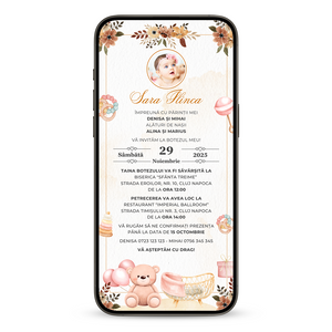 Invitatie Botez Retro Toys Girl, Format Digital-BalloonEvents.ro