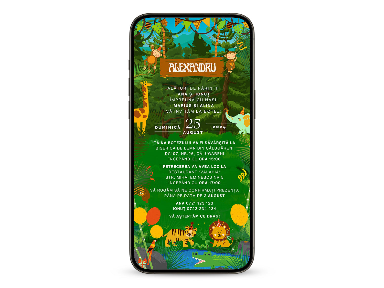 Invitatie Botez Safari Adventure, Format Digital