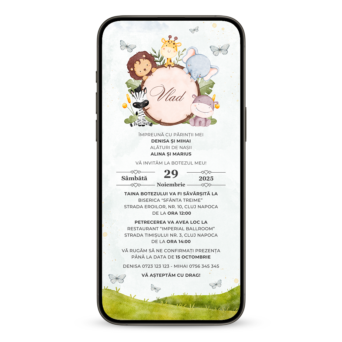 Invitatie Botez Safari Adventure, Format Digital-BalloonEvents.ro