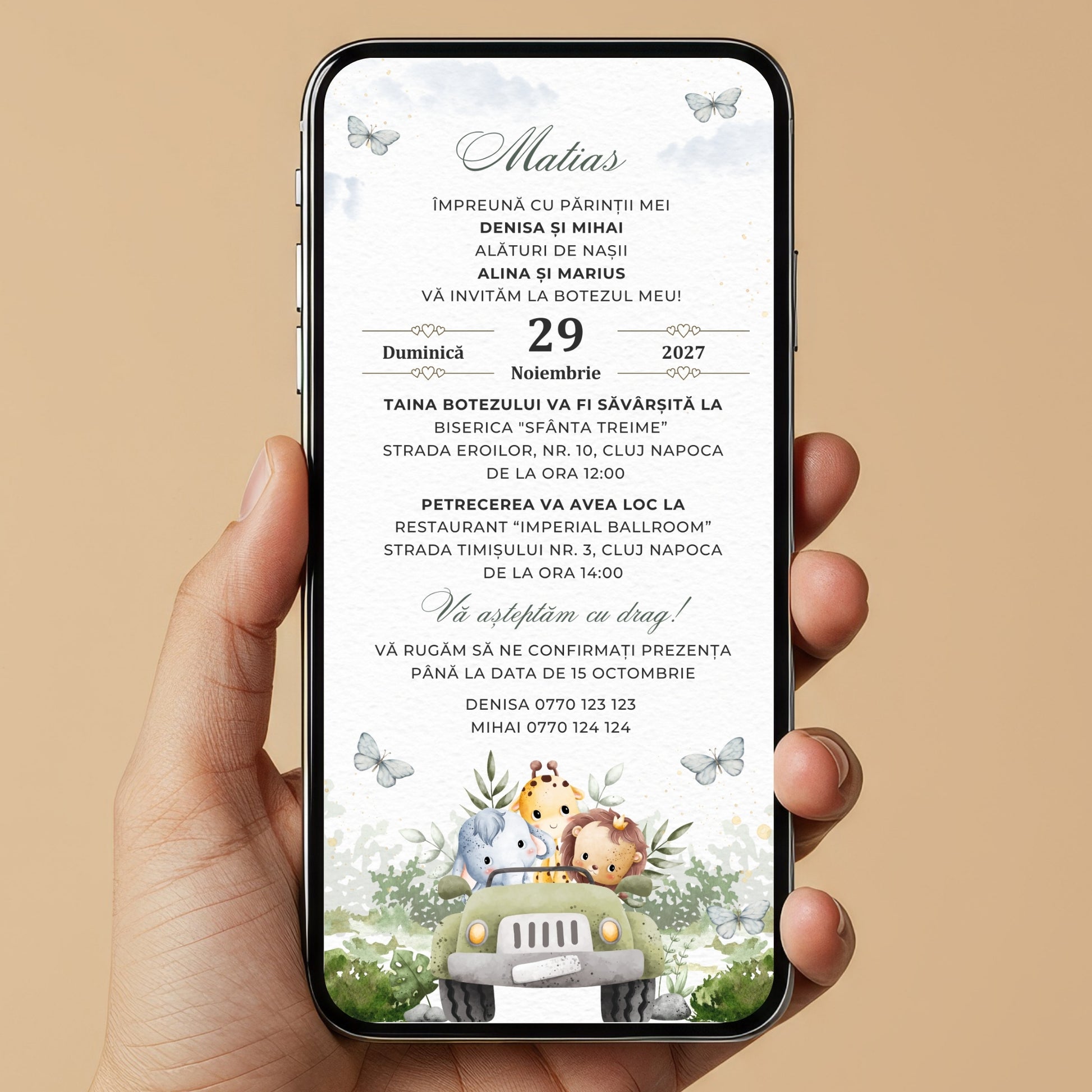 Invitatie Botez Safari, Format Digital-BalloonEvents.ro