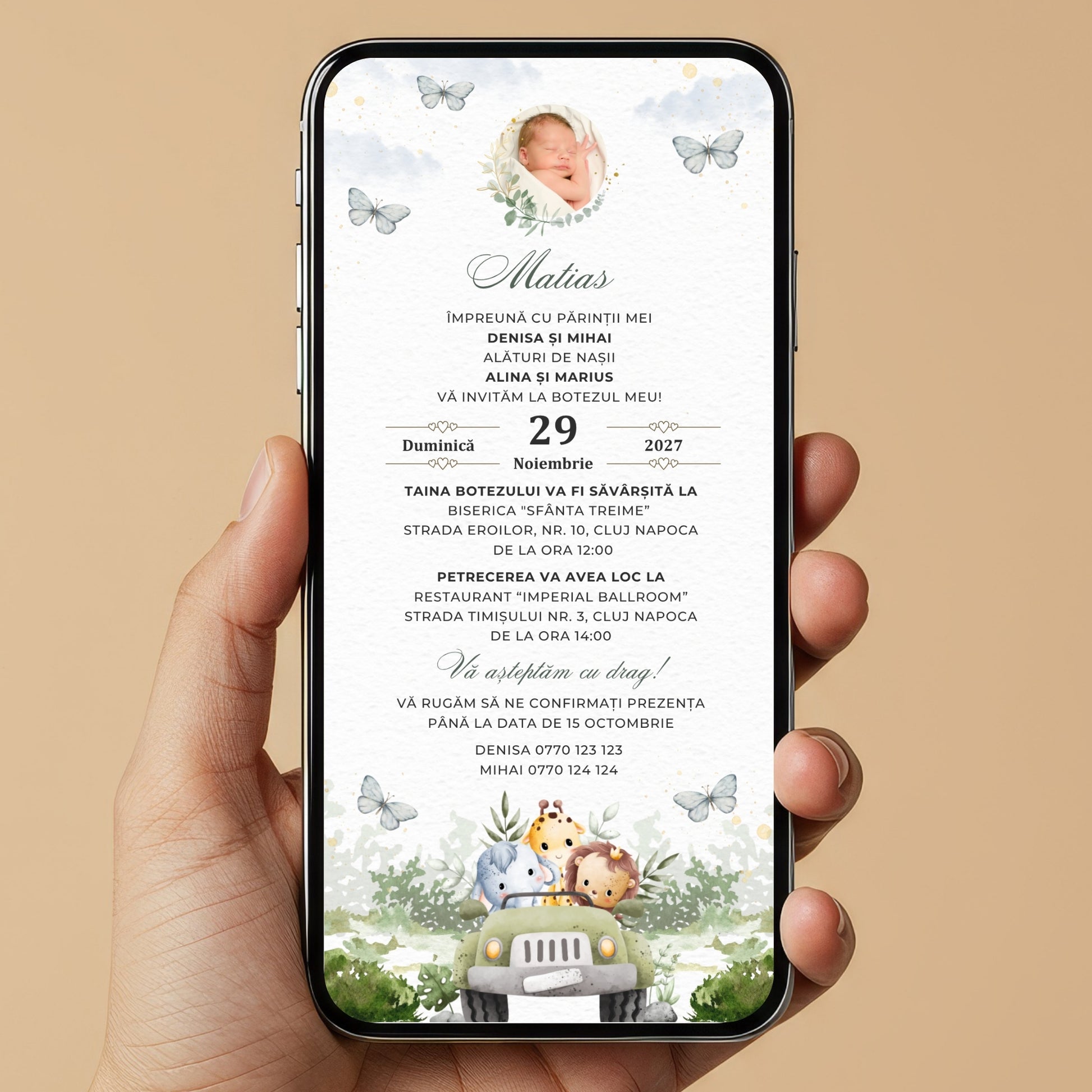 Invitatie Botez Safari, Format Digital-BalloonEvents.ro