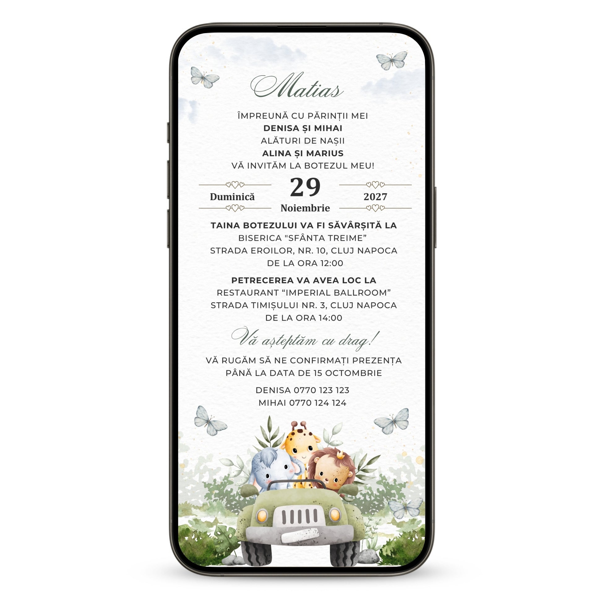 Invitatie Botez Safari, Format Digital-BalloonEvents.ro