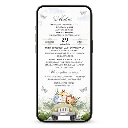 Invitatie Botez Safari, Format Digital-BalloonEvents.ro