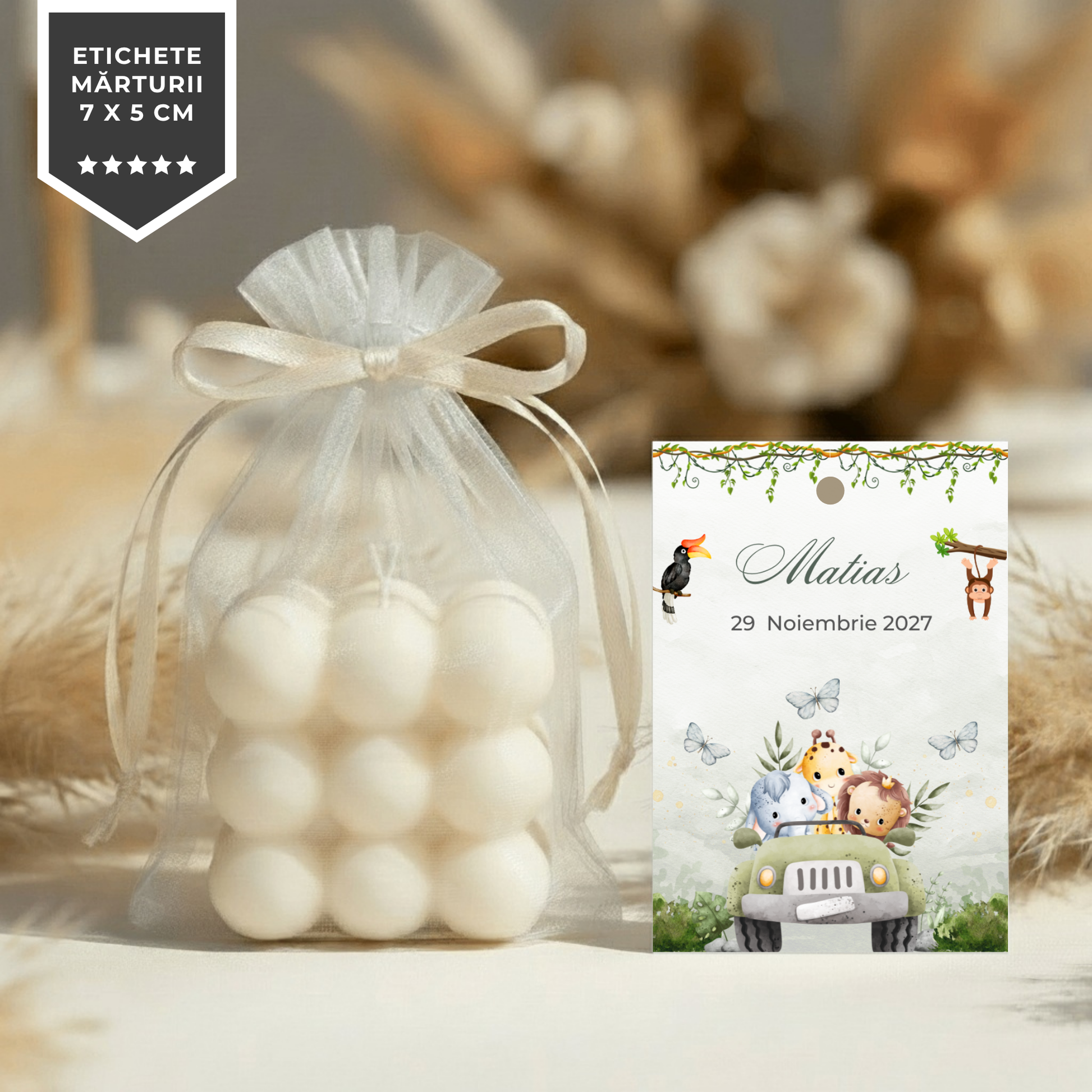 Invitatie Botez Safari Green Edition, Format Digital-BalloonEvents.ro