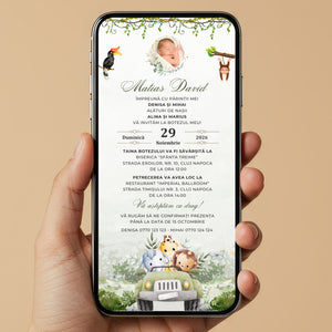 Invitatie Botez, Safari Green Edition, Format Digital-BalloonEvents.ro