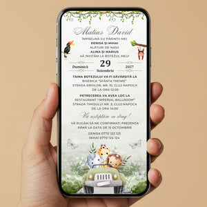 Invitatie Botez, Safari Green Edition, Format Digital