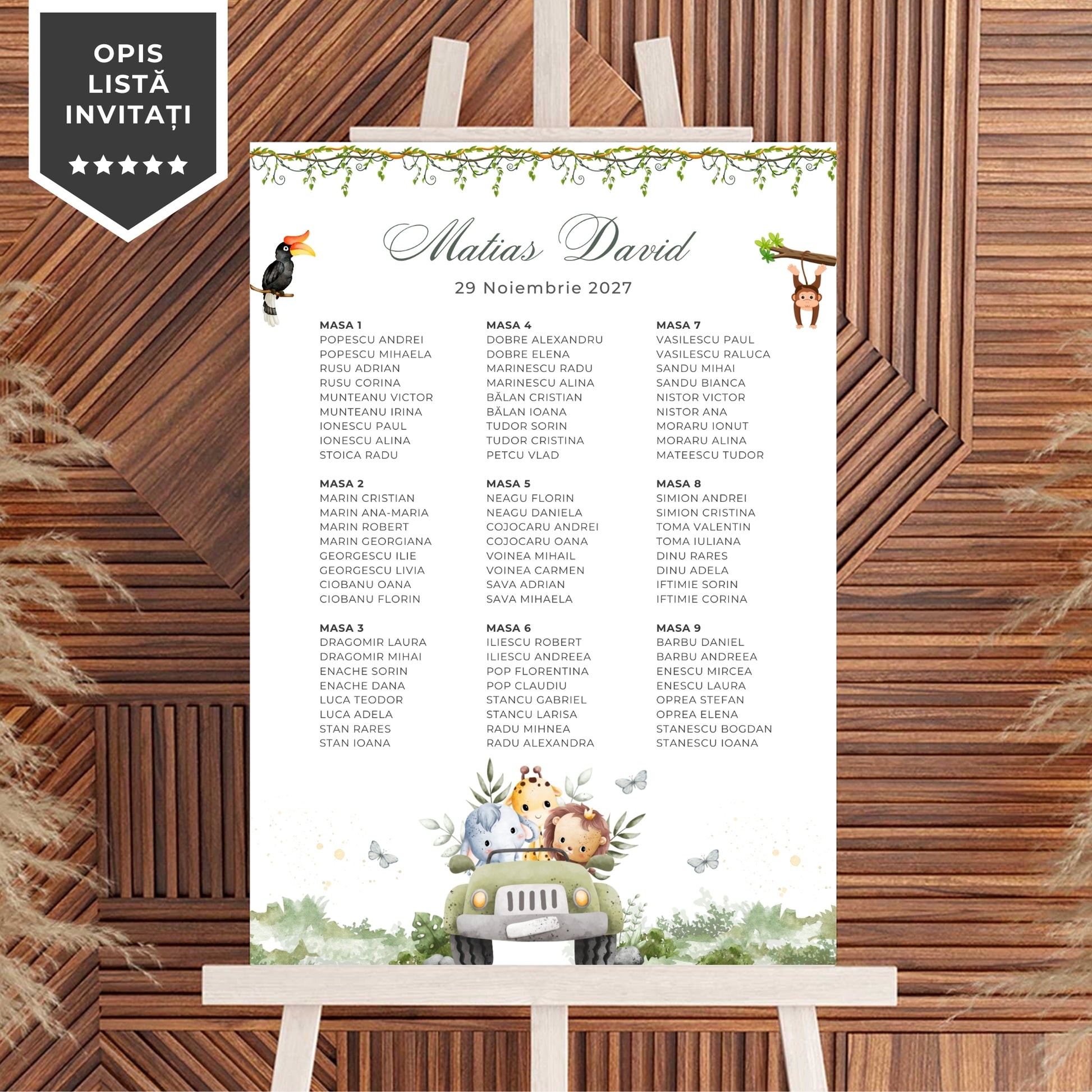 Invitatie Botez, Safari Green Edition, Format Digital-BalloonEvents.ro