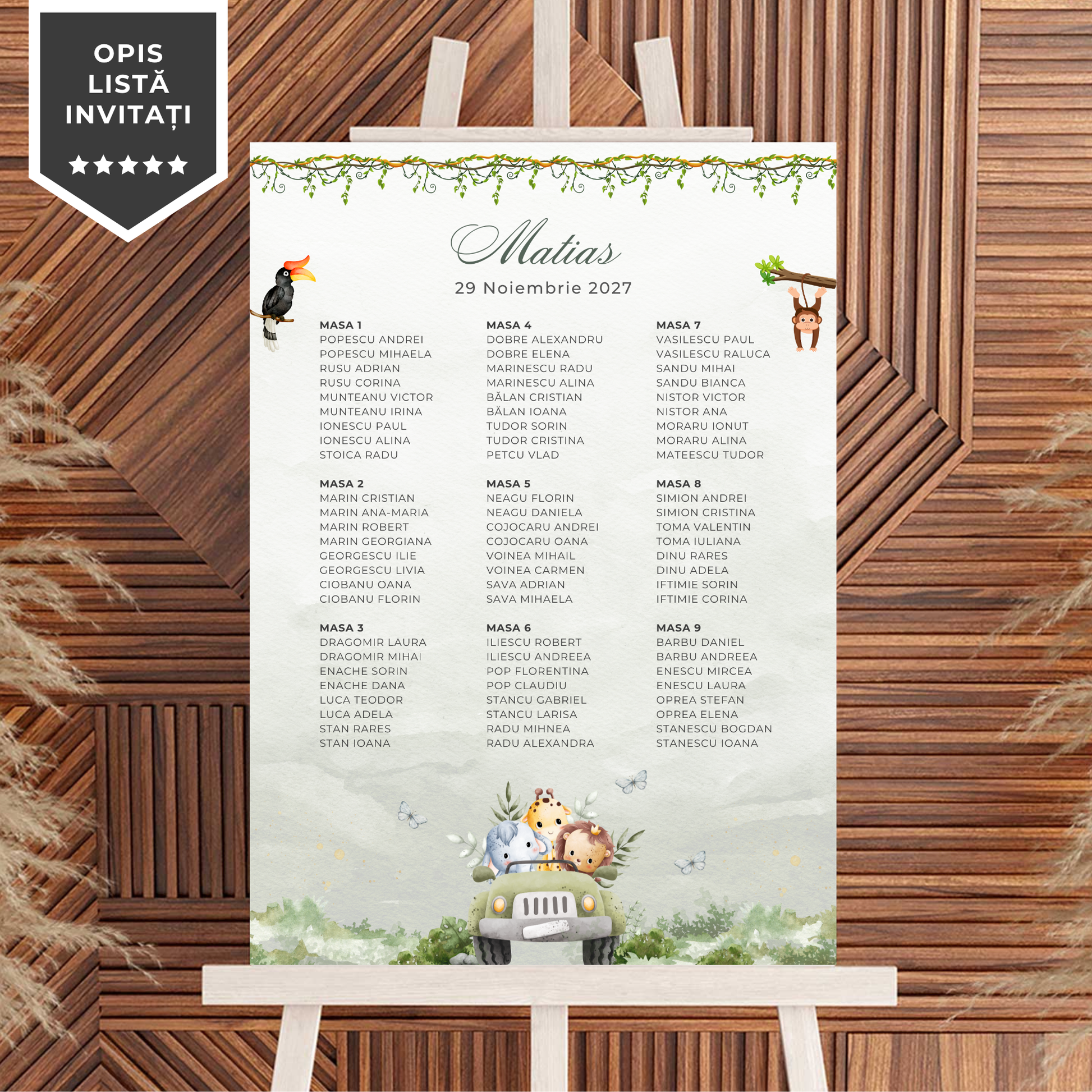 Invitatie Botez Safari Green Edition, Format Digital-BalloonEvents.ro